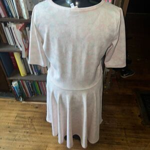 LuLaRoe Nicole pale pink rose print 3x Ringer skater dress